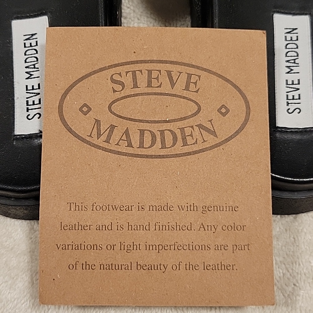 Steve Madden Melanie Black Double-Buckle Stud Slide Sandals, NIB - Picture 9 of 10